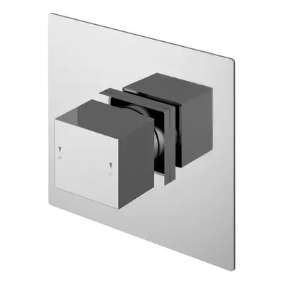 Ripple Contemporary Bathroom Square Concealed Thermostatic Temperature Control Valve, 125mm, Chr