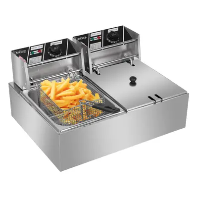 20L Commercial Electric Deep Fryer Fat Chip Twin Dual Tank Stainless Steel UK