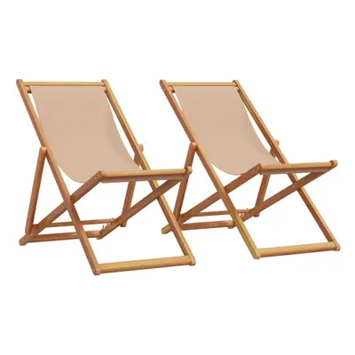 (taupe, without armrest/ pcs) vidaXL Folding Beach Chair Outdoor Chair Garden Beach Fabric and W