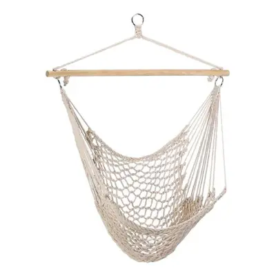 (Grey) Hammock Chair Cotton Rope Weaving Swing Indoor Outdoor Garden Yard Theme Decoration