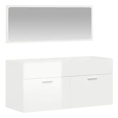 (high gloss white) vidaXL Bathroom Cabinet Vanity Unit Cupboard with Mirror White Engineered Woo