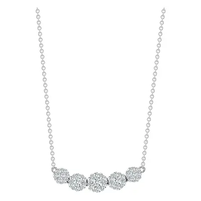 Jewelco London Solid 18ct White Gold Pave Set Round G SI1 0.75ct Diamond Pentalogy Cluster Neckl