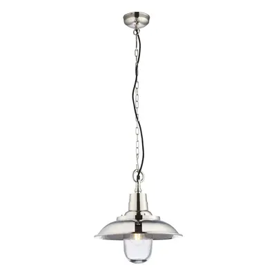 Ceiling Pendant Light Bright Nickel & Clear Glass 40W E27 Dimmable e10358