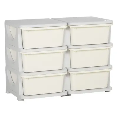 HOMCOM Kids Storage Unit Toy Box Vertical Dresser with Six Drawers - Cream