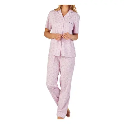 (Lilac, UK 24/26) Slenderella Ladies Floral Meadow Jersey Cotton Pyjamas