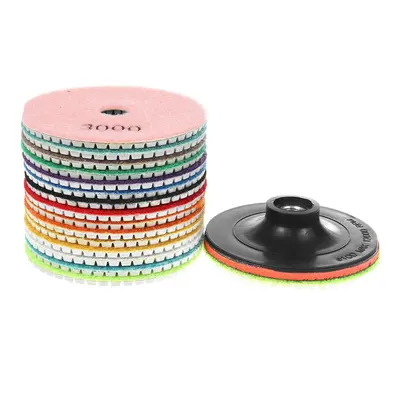 (C) 17pcs Inch Grit Diamond Polishing Pads Set for Marble Granite Stone Concrete