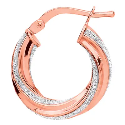 Jewelco London Ladies Rose Gold-Plated Sterling Silver Licorice Twist Moondust Hoop Earrings 17m