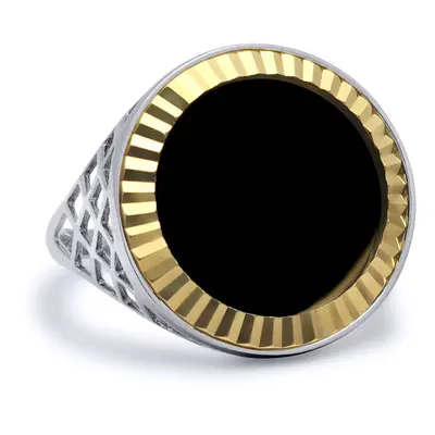 (K) Jewelco London Sterling Silver Basket Half Sovereign Coin Mount Ring - 9ct Gold Bezel - XRN1