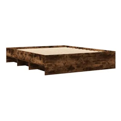 vidaXL Bed Frame Bed Base Smoked Oak 150x200 cm King Size Engineered Wood