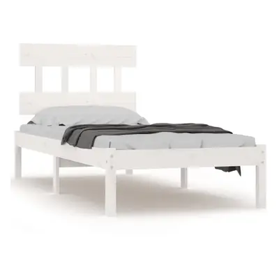 vidaXL Solid Wood Bed Frame White 100x200 cm Wooden Bedroom Bedstead Bed Base