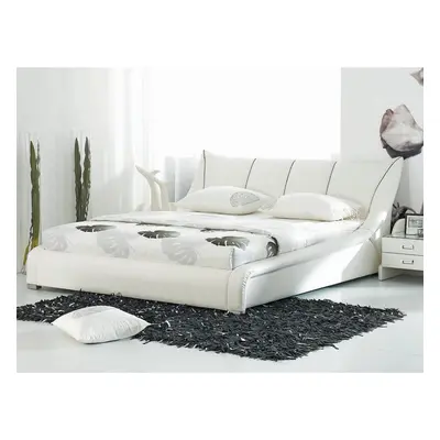 Super King Size - ft - Leather Bed 180x200 cm - incl. stable slatted frame - White NANTES