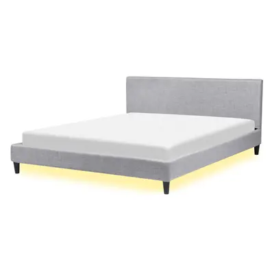 Bed with LED Fabric FITOU x cm (EU Super King) Light Grey