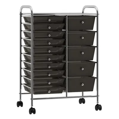 vidaXL 15-Drawer Mobile Storage Trolley Black Plastic Multipurpose Drawer