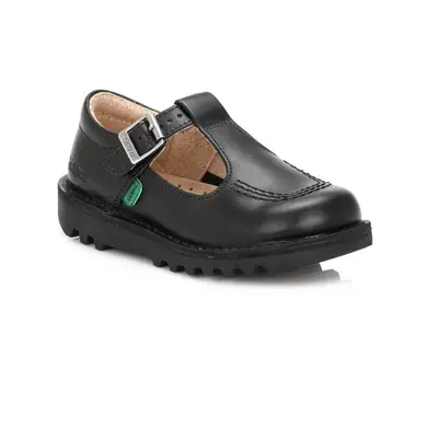 (UK Kids) Kickers Kick T I Core Black Leather Shoes