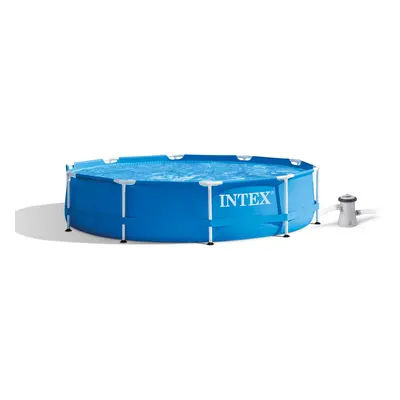 Intex 28202UK 10ft x 30in Metal Frame Swimming Pool with Filter Pump, 4,485 liters, Blue, 305x76