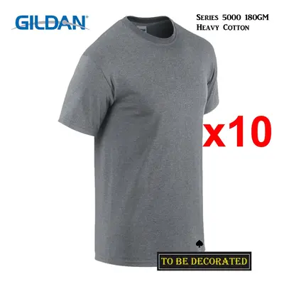 (S) Packs Gildan T-SHIRT Basic Tee - 5XL Small Big Men Heavy Cotton (Graphite Heather)