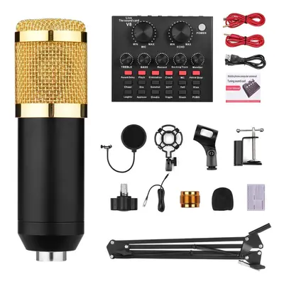 (Black Golden) Broadcasting Studio Recording Condenser Microphone Kit