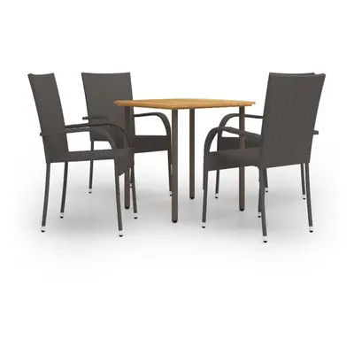 vidaXL Garden Dining Set Piece Brown Poly Rattan Outdoor Table and Chair