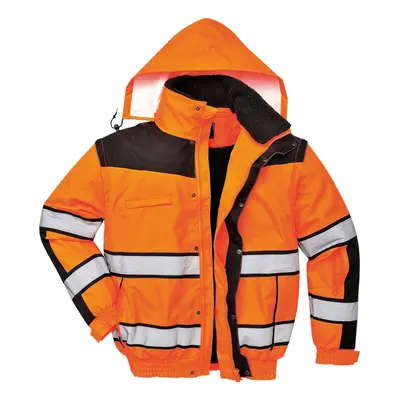 (S, Orange/ Black) Portwest Mens High Visibility Classic All Weather Bomber Jacket