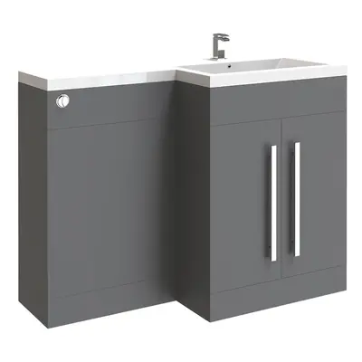 NRG Gloss Grey Right Hand Combination Bathroom Storage Cabinet Vanity Unit Set Flat Pack(No Toil