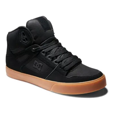 (Black Gum, UK 9.5) DC Pure High Top Mens Black Gum Leather Lace Up Skate Shoes Trainers