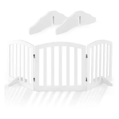 3-Panel Wooden Dog Gate Freestanding Pet Fence Baby Folding