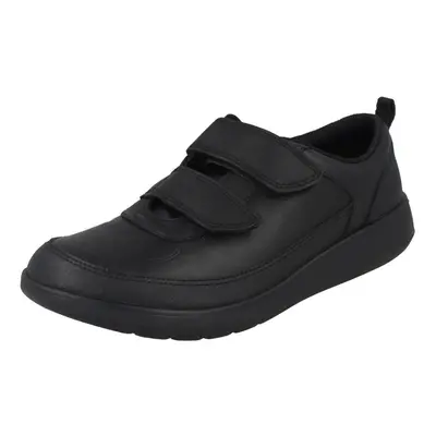 (Black, UK 8.5 Junior) Boys Clarks Hook & Loop School Shoes Scape Flare Y