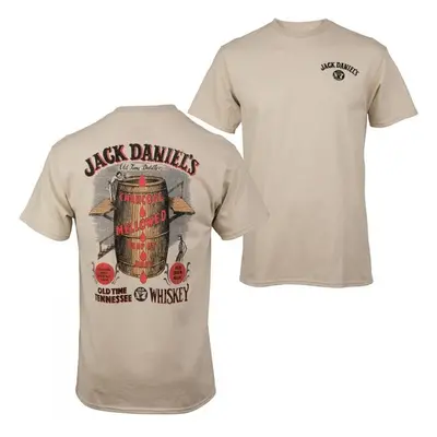 Jack Daniels 864186-large Jack Daniels Whisky Barrel Front & Back Print T-Shirt, Tan - Large