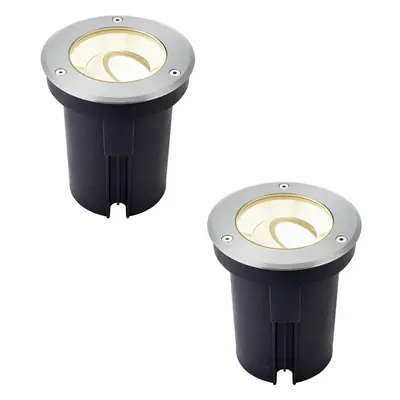 2 PACK Stainless Steel IP67 Ground Light - 13W Warm White LED - Tilting Head