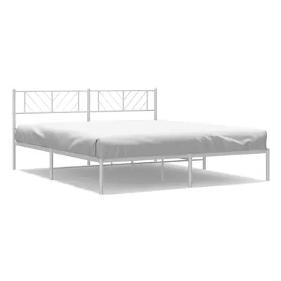 (white, x cm/with headboard) vidaXL Metal Bed Frame Bedroom Platform Bed Base Bedstead Mattress 