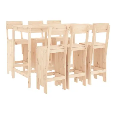 (natural pine) vidaXL Garden Bar Set Outdoor Bar Table Set Bar Stool Piece Solid Wood Pine