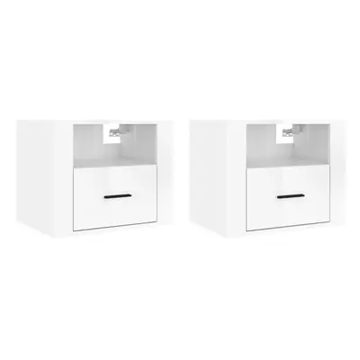 (High gloss white, x Bedside cabinet) vidaXL 1/2x Wall-mounted Bedside Cabinet Floating Bedside 