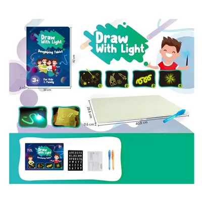 (English) A3 Size 3D Children's Luminous Drawing Board Toy Draw with Light Fun for Kids Family