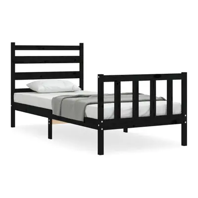 (black, x cm) vidaXL Bed Frame Bed Base Platform Bed with Headboard Black Double Solid Wood