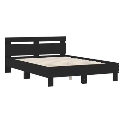 (black, x cm) vidaXL Bed Frame with Headboard Bed Base Mattress Foundation Engineered Wood