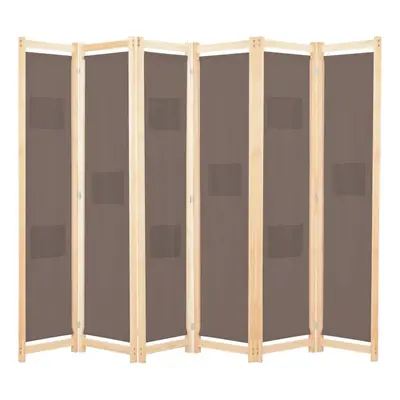 vidaXL 6-Panel Room Divider Brown 240x170cm Fabric Privacy Screen Partition