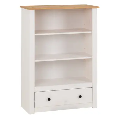 Panama Drawer Bookcase in White and Natural Wax Finish