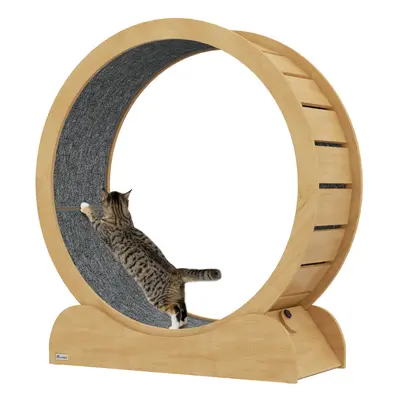 PawHut Cat Treadmill, 39.4" Wooden Cat Running Wheel with Brake, Natural