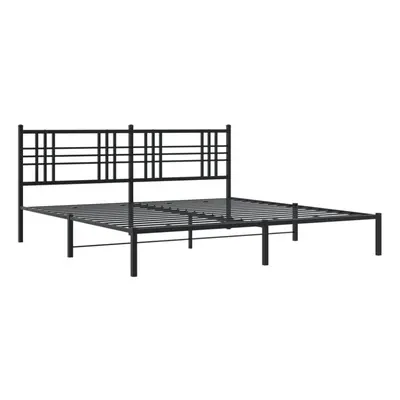 (black, 183x213 cm/with headboard) vidaXL Metal Bed Frame with Headboard Home Bed Base Bedstead 