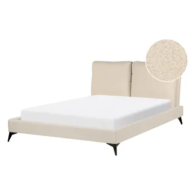 Bed Boucle MELLE x cm (EU Double) Light Beige