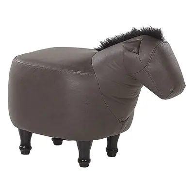 Stool HORSE Dark Brown Faux Leather