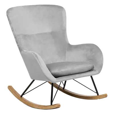 Rocking Chair ELLAN Velvet Light Grey