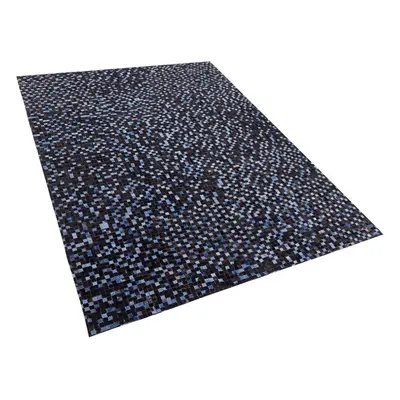 Cowhide Area Rug x cm Brown and Blue IKISU