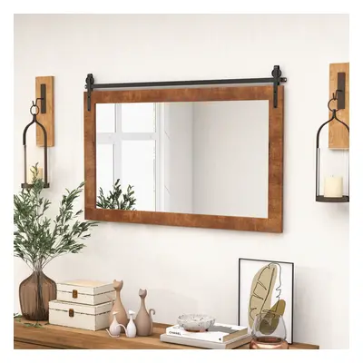 Farmhouse Bathroom Wall Mounted Mirror Explosion-proof Wall Mirror E/ Wood Frame