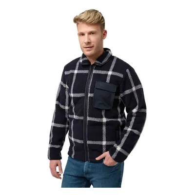 (L, Dark Navy) Jack Wolfskin Mens Felslicht Check Cosy Lined Sherpa Fleece Jacket