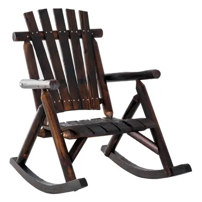 Outsunny Fir Wood Rustic Patio Adirondack Rocking Chair Brown