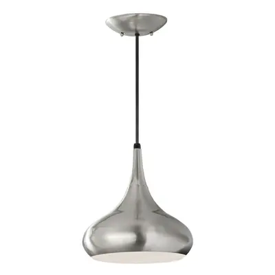 1 Bulb Ceiling Pendant Light Fitting Brushed Steel LED E27 60W Bulb