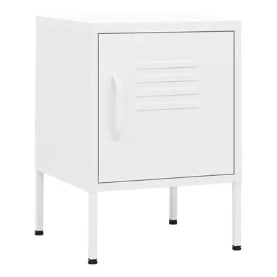 (white, pcs) vidaXL 1/2x Nightstand Steel Bedside Bed Side Storage Cabinet Multi Colours