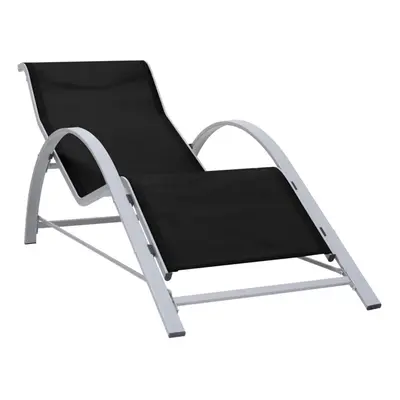 vidaXL Sunlounger Textilene and Aluminium Black Outdoor Lounger Camping Bed