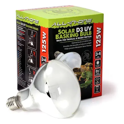 Komodo Solar D3 UV 125W Basking Bulb, Heat and Light Bulb for Reptile Habitats, Reptile Bulbs, T